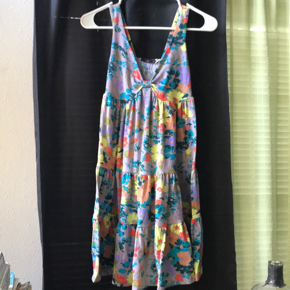 Gray with multicolor flower dress
